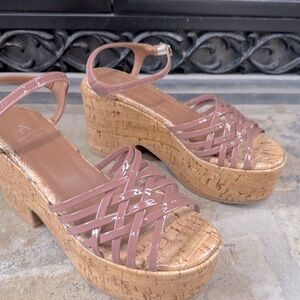 Aquatalia‎ Elene Cork Platform Sandals Terracotta Leather Women’s 6.5 Italy
